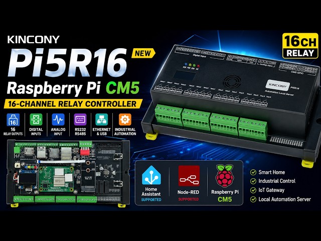 Raspberry Pi CM5 16CH Relay Controller! KinCony Pi5R16 Full Review