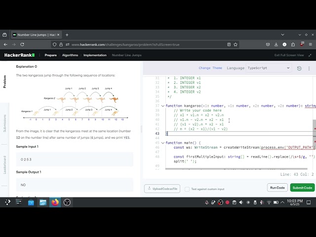 [13] Hackerrank Problem Solving - Kangaroo