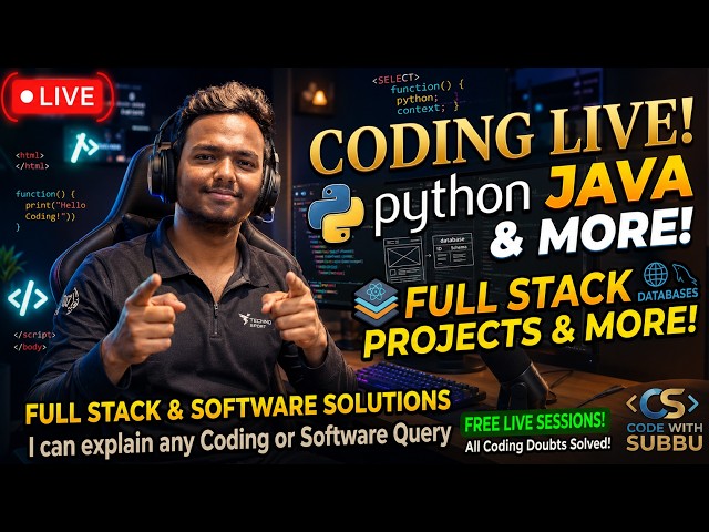 LIVE: Coding Python, Java & Full-Stack Projects! (Ask Me Anything & Doubts Solved) #live#livestream