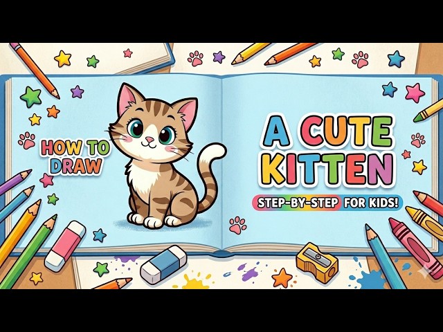 How to Draw a Cute Kitten 🐱 Step-by-Step for Kids | Easy Drawing Tutorial