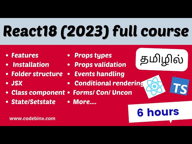 🧑🏼‍🎓React18 full course(2024)💻✅ | React tutorial in Tamil| Codebinx
