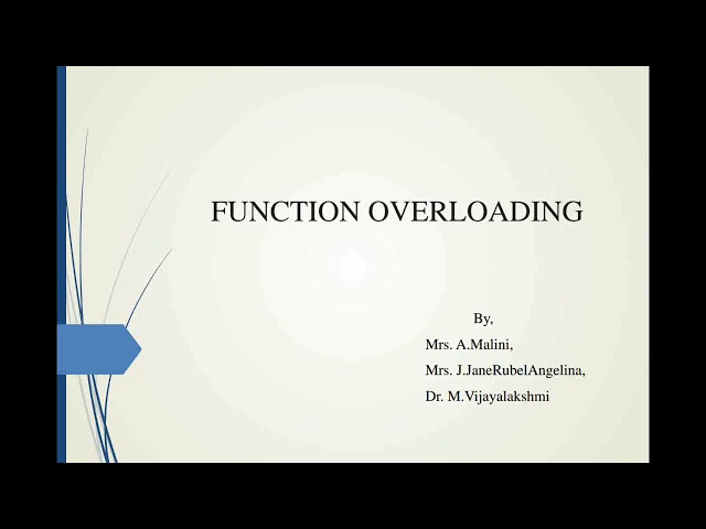 Function overloading in C++