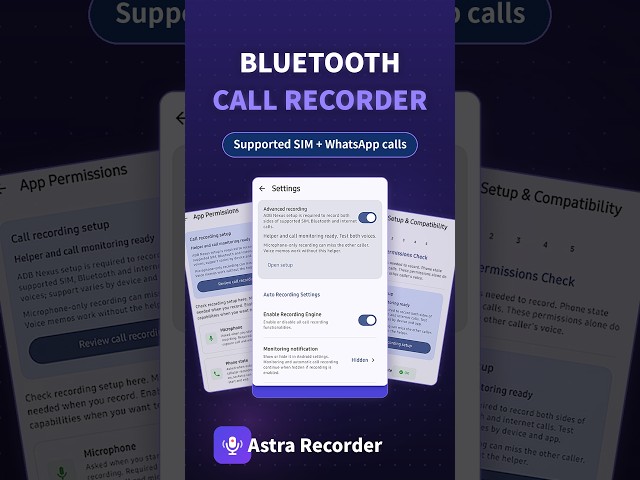 Record Bluetooth Calls on Android | SIM + WhatsApp | Astra Recorder #Shorts