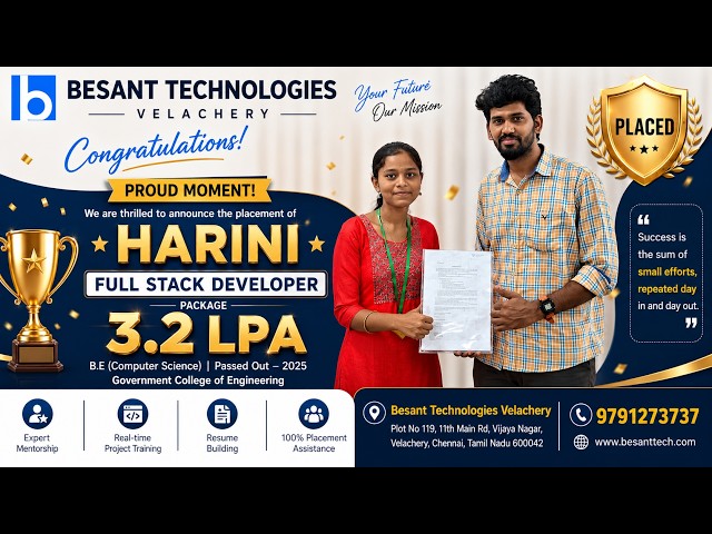 Full Stack Course in Chennai | Harini Success Story | Best Java Training in Chennai | 3.2LPA