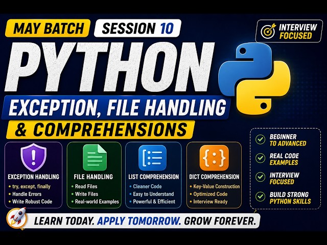Python Exception Handling & File Handling Explained | Comprehensions| June Batch DE Roadmap #10