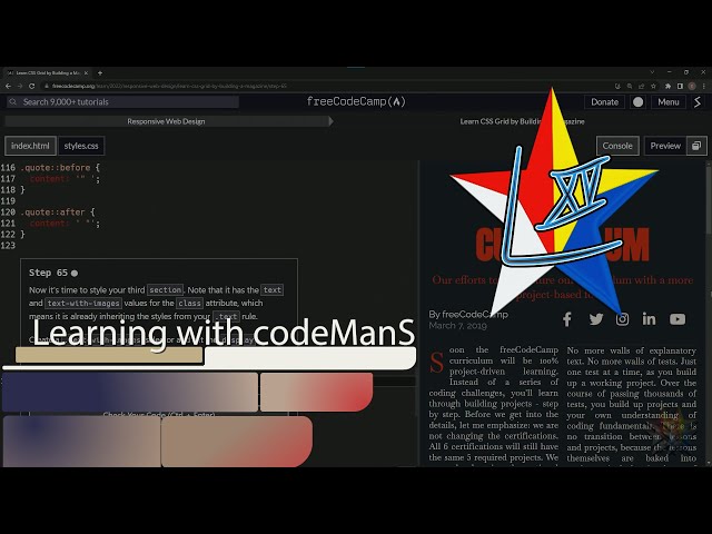 Learn CSS Grid by Building a Magazine - Step 65 | FreeCodeCamp | HTML