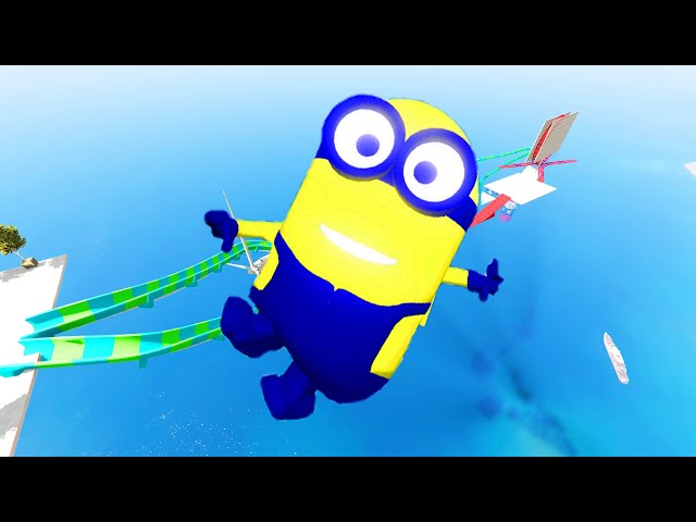 GTA 5 Minion Water Slide Challenge (Fails & Ragdolls)
