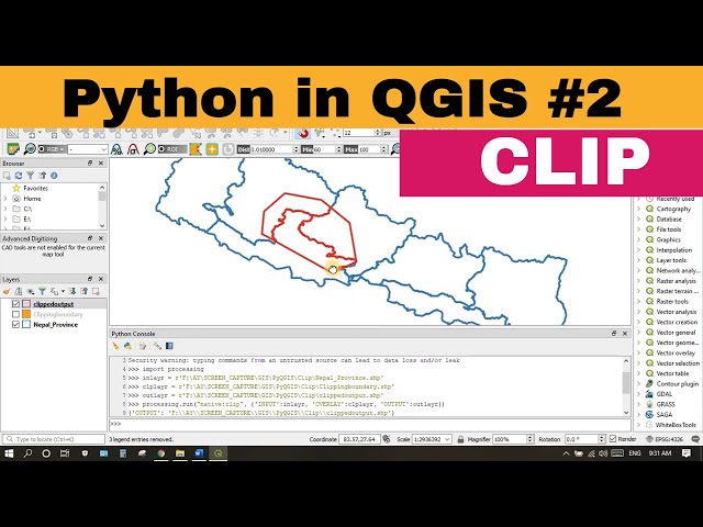 [PYQGIS #2] Clip in Qgis using Python code | iface | addVectorlayer| native:clip