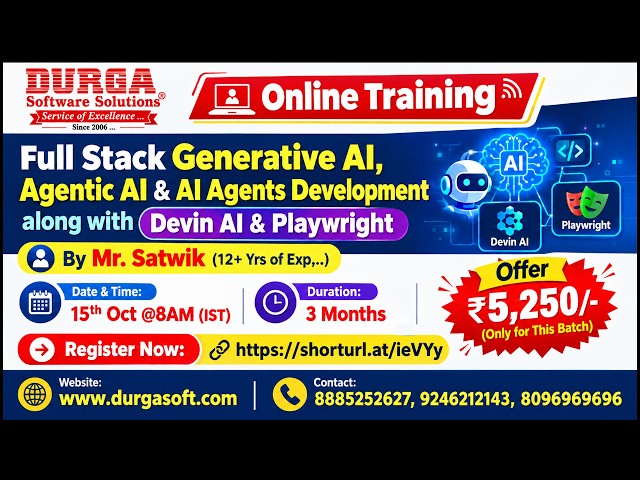 Full Stack Generative AI, Agentic AI & AI Agents Development Online Training @ DURGASOFT