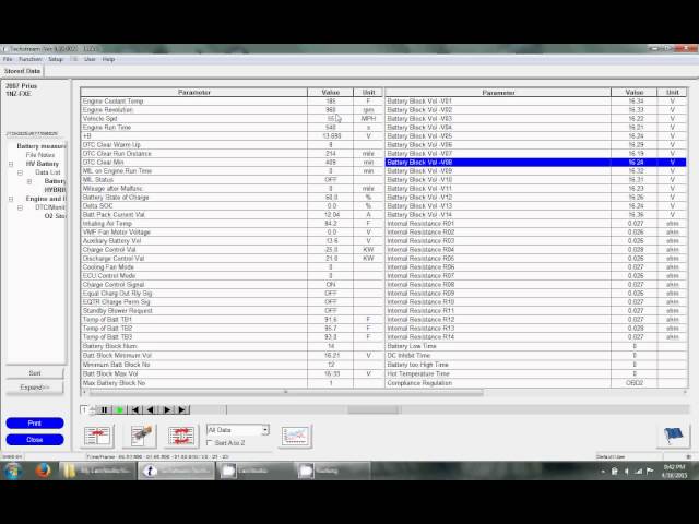 170K 2007 PRIUS GEN II BATTERY READINGS using TECHSTREAM