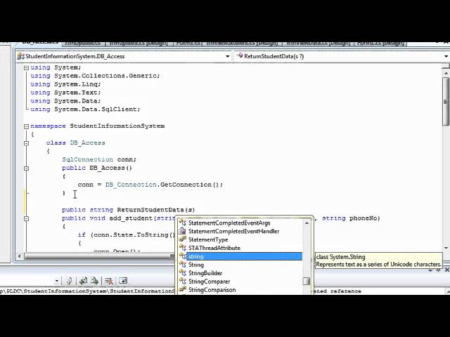 How to create a simple C# database application with Microsoft SQL server (2008)-Part  9.wmv