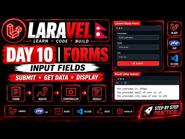 Laravel Day 10 🔥 Forms & Input Fields | Submit Form, Get Data & Display Result | Nepali Tutorial 🇳🇵