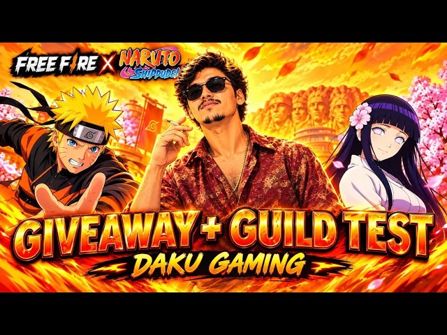 FREE FIRE X NARUTO 😱 GIVEAWAY + GUILD TEST! 🔥 Aaj Kiska Hoga Selection? | Hindi LIVE 🔴|#FreeFire