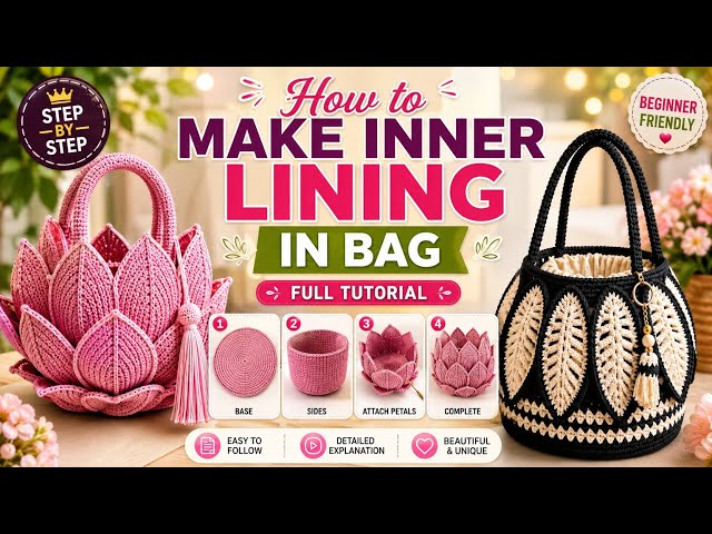 Make Your Crochet Bag Look Professional | Inner Lining Tutorial🌹🧶😀
