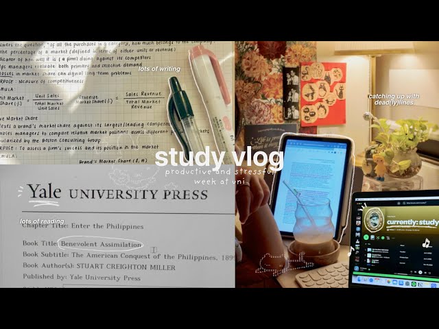 productive study vlog 🍎 online classes, catching up on dead(ly)lines, and late night study ✶⋆.˚
