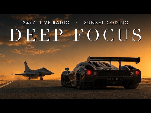 Deep Focus Radio 24/7 - Sunset Coding | Live Synthwave for Work, Study & Evening Focus