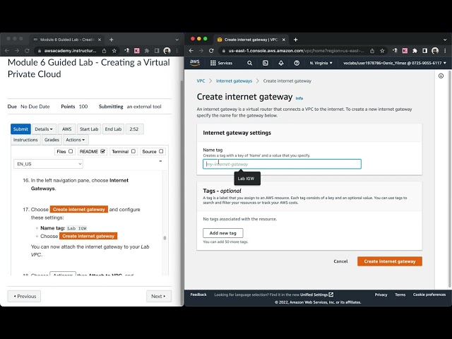 AWS Academy: Module 6 Guided Lab - Creating a Virtual Private Cloud