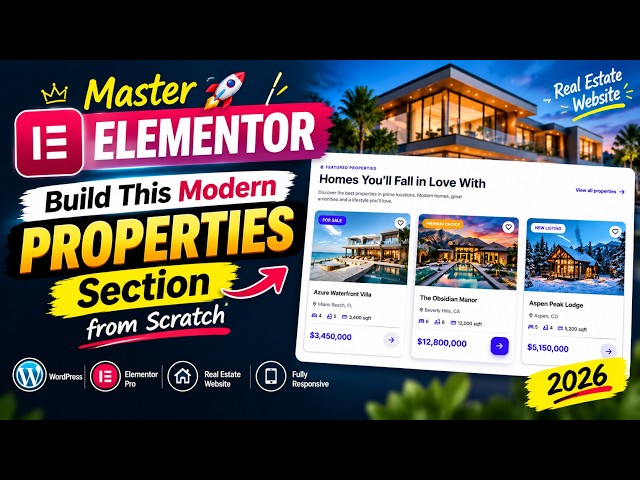 Master ELEMENTOR 🚀 Build This Modern PROPERTIES Section from Scratch | WordPress 2026
