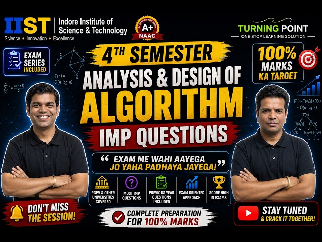 Important Questions | Analysis and Design of Algorithms | All Units | Semester Exam | RGPV & others