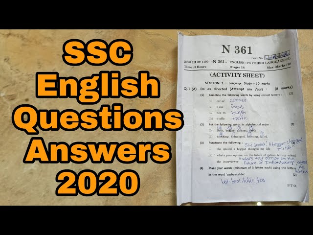 English SSC Maharashtra 2020 Question Solution