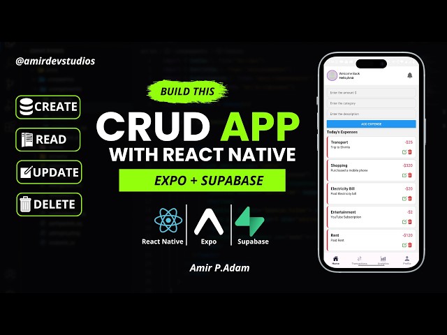 Build a Full Stack CRUD App with React Native, Expo & Supabase