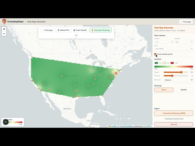 Heat Map Generator — Turn Excel Data Into an Interactive Heat Map- Free Online Map Tools