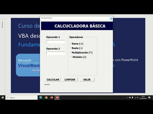 Visual Basic para Aplicaciones en PowerPoint - Calculadora básica