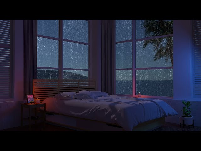 At dawn, listen to the sound of rain in a quiet resort bedroom overlooking the sea.
