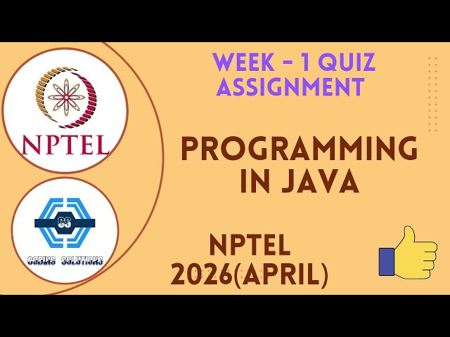 Programmazione in Java | Risposte della settimana 1 2026 (aprile) | NPTEL | SWAYAM 2026
