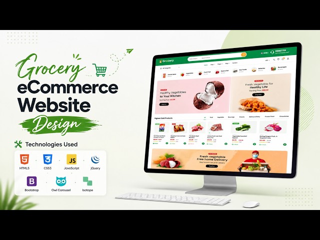Grocery eCommerce Website Design | HTML CSS JavaScript | Responsive Online Grocery Store