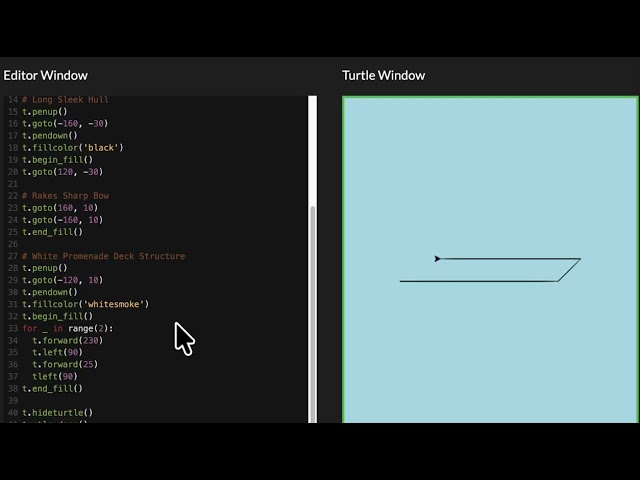 #OceanLiner  #SteameShip in #Python #Turtle