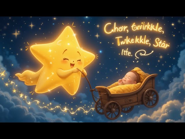 Twinkle Twinkle Little Star soft lullaby with starry night animation for sleep