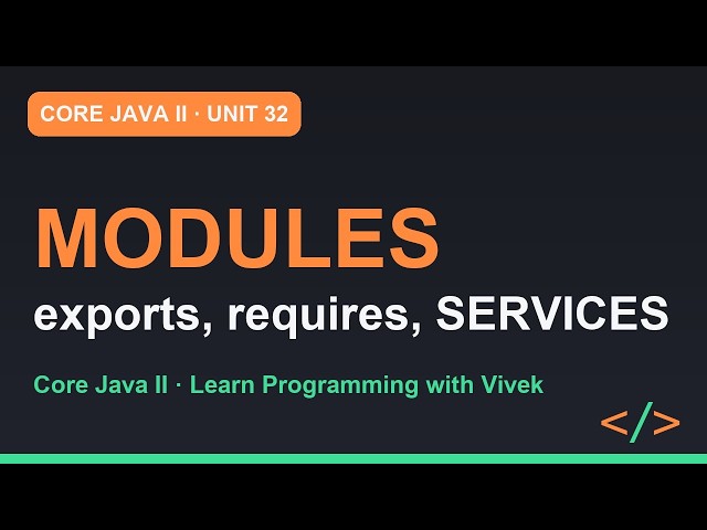 Core Java II: Modules in Practice: exports, requires, ServiceLoader | Unit 32