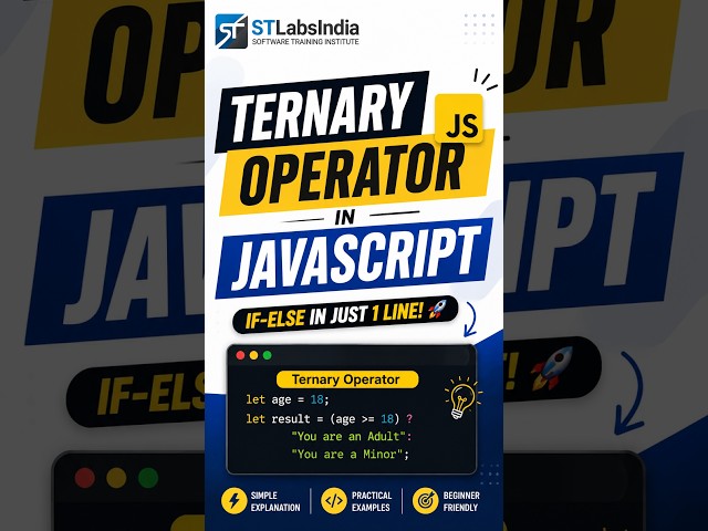 Ternary Operator in JavaScript Explained | IF-ELSE in One Line | JavaScript Tutorial | stlabsindia