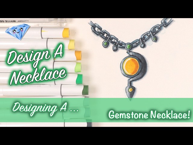 Designing A Matching Necklace | Alcohol Marker Art | ASMR | Real Time Art | Rendering Gemstones