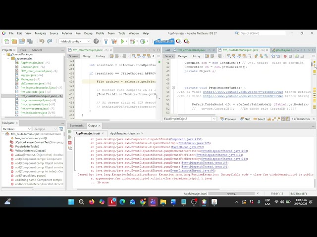 Persistencia en error Java NetBeans 020720261307