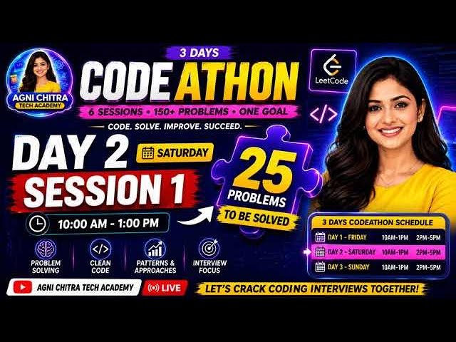 🔴 🔥 LeetCode Codeathon Day 2 | Session | Solve 25 Easy Problems Live in Java