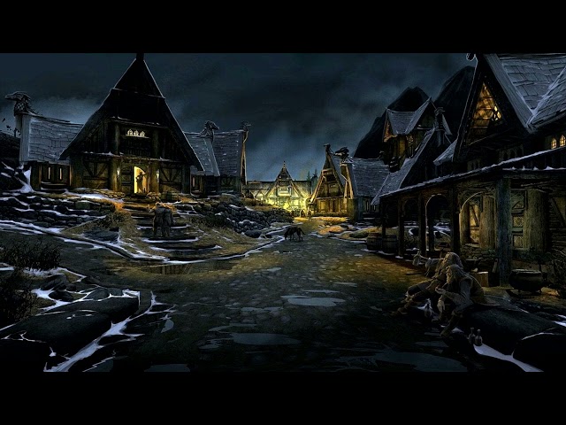 The Streets of Whiterun -  Elder Scrolls V - Skyrim -  10 Hours - No Ads - ASMR