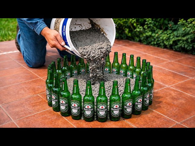 Pour Cement into Glass Bottles😱! Every house needs this and no one does it! Creation Daily