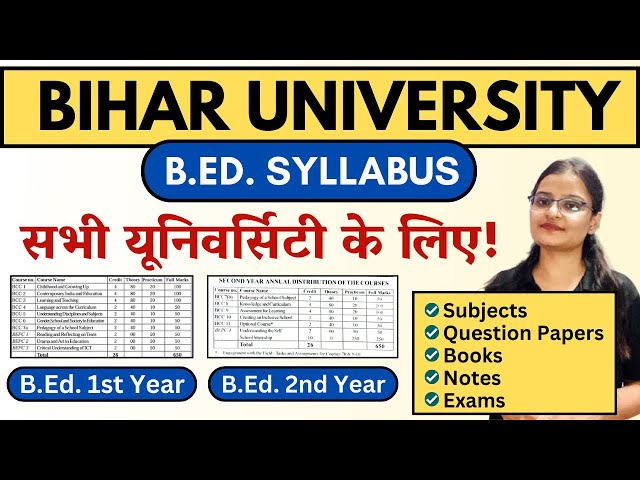 BIHAR UNIVERSITY B.ED. SYLLABUS | B.Ed. 1st and 2nd Year | Notes, Classes, Books & Complete Info
