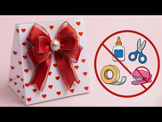 How to make Paper bag without glue/Origami paper bag/No Glue paper box/DIY gift box craft#papercraft