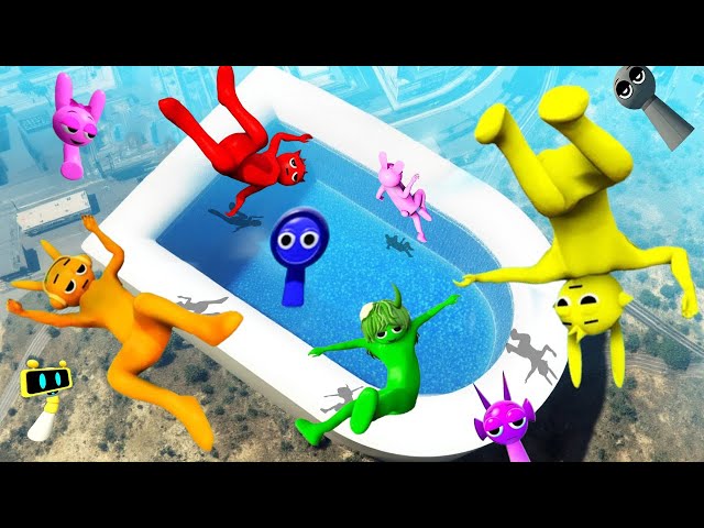 GTA 5 Incredibox Sprunki Team Jumping Ragdolls and Falls! [Funny Moments]