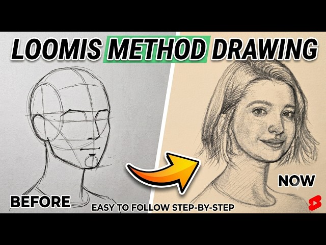 Portrait Drawing for Beginners: Step-by-Step Loomis Method 3/4 angle