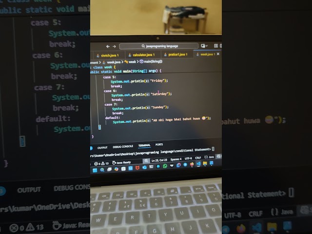 #viral java code print day of week name using switch case. #javalove #javamagic