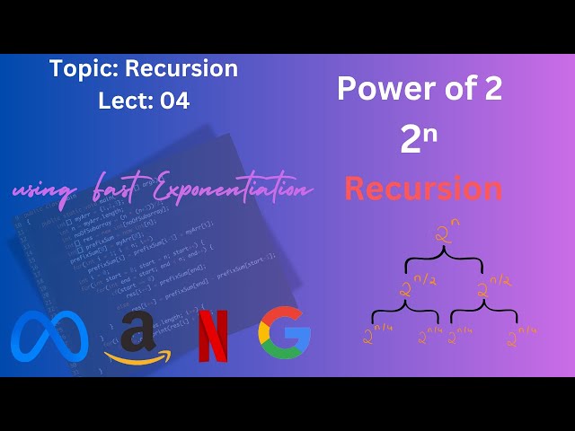 Optimized Power of 2 Using Recursion | Fast Exponentiation | Recursion Series