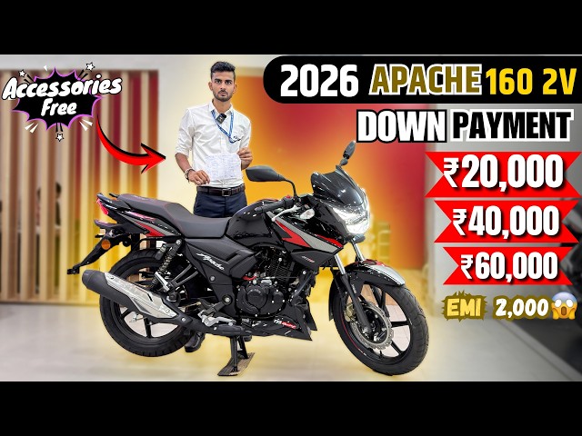 2026 Tvs Apache RTR 160 2v Finance | 3 Best Down Payment | Emi Kitna ? apache 160 2v