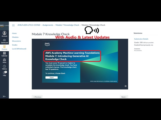 Module 7 Knowledge Check | Introducing Generative AI | AWS Academy Machine Learning Foundations
