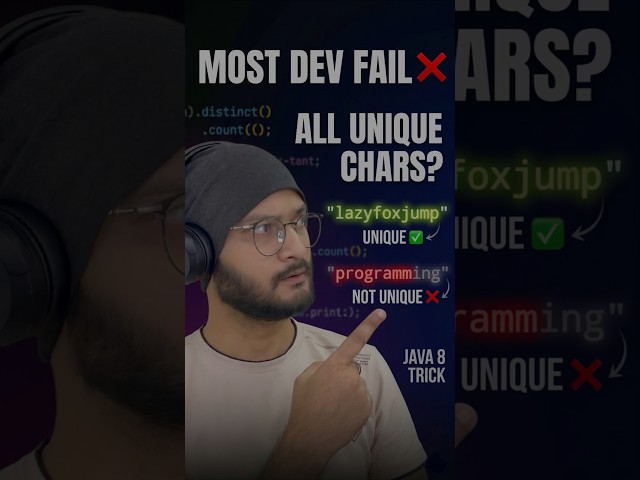 IS ALL CHARACTER UNIQUE ❌ WITHOUT LOOP #coding #dsa #interview #java