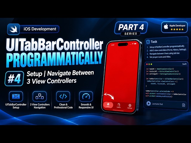 UITabBarController Programmatically in Swift | 3 View Controllers & Tab Navigation | Part 4