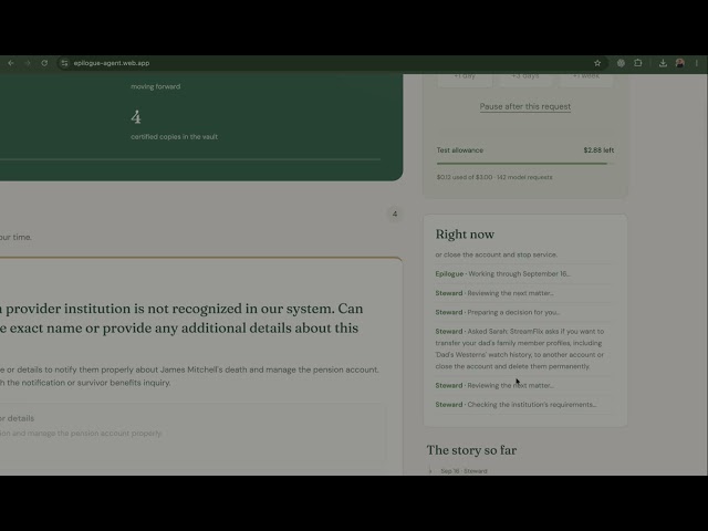 Epilogue: A Little Less to Carry | Agents for Humans Hackathon Demo
